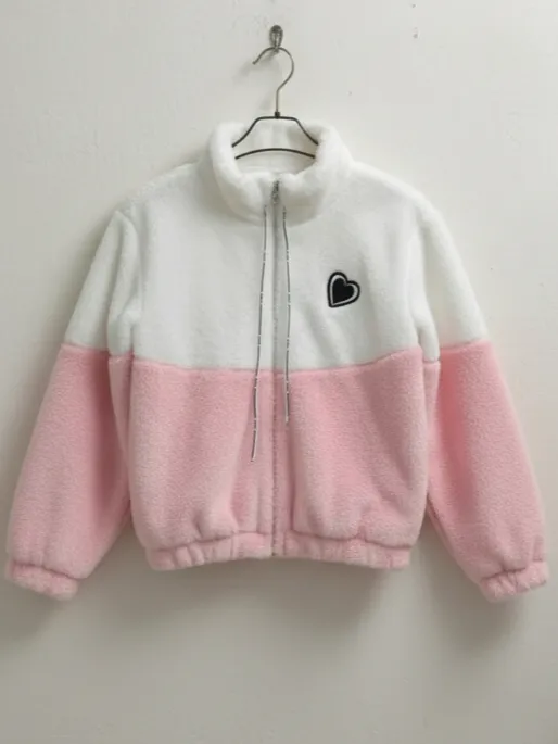 Pink Woolen Winter Jacket for Women & Girls | Colorblocked Long Sleeve Warm Casual Coat | Stylish Winterwear