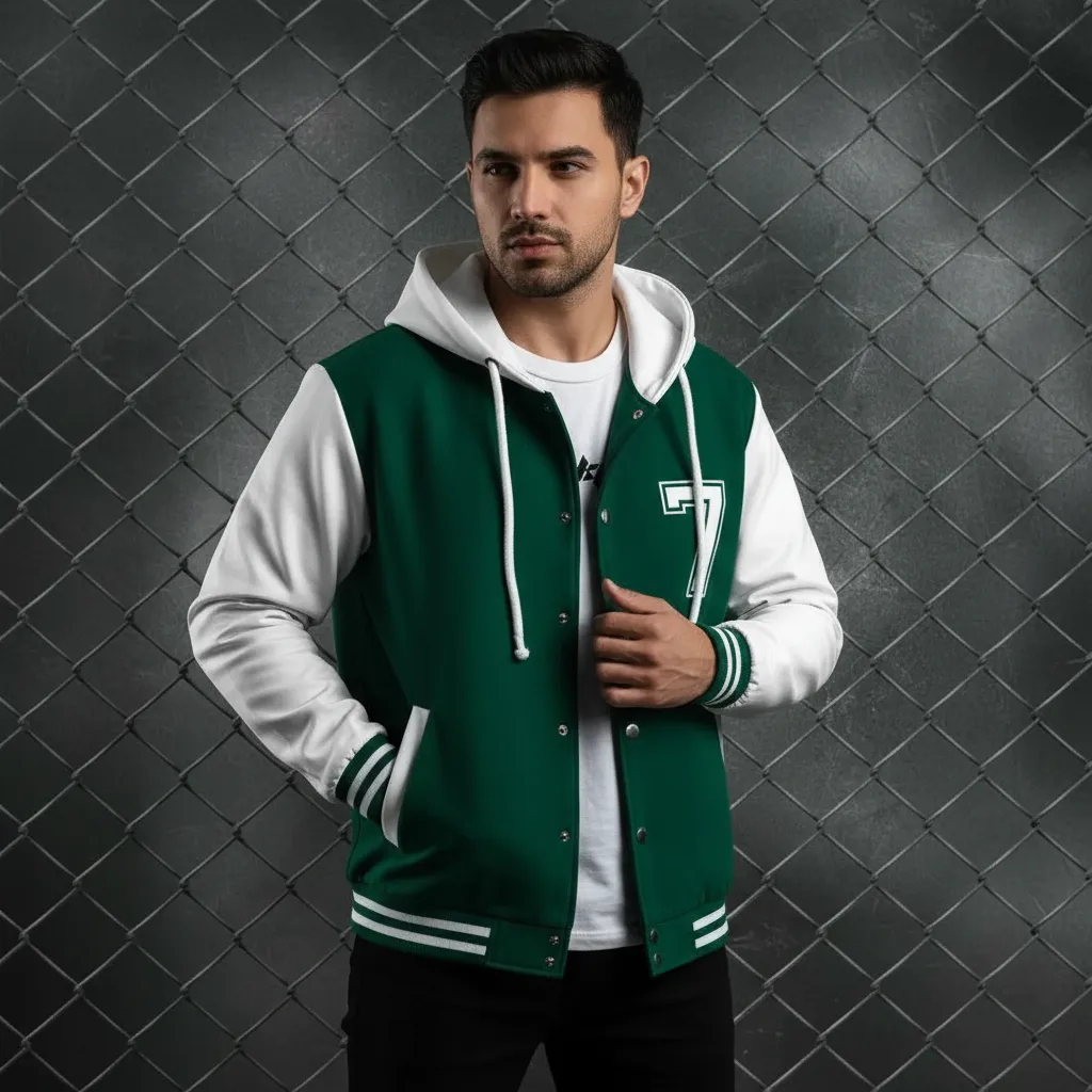 Men’s Printed Fleece Hoodie Bomber Jacket