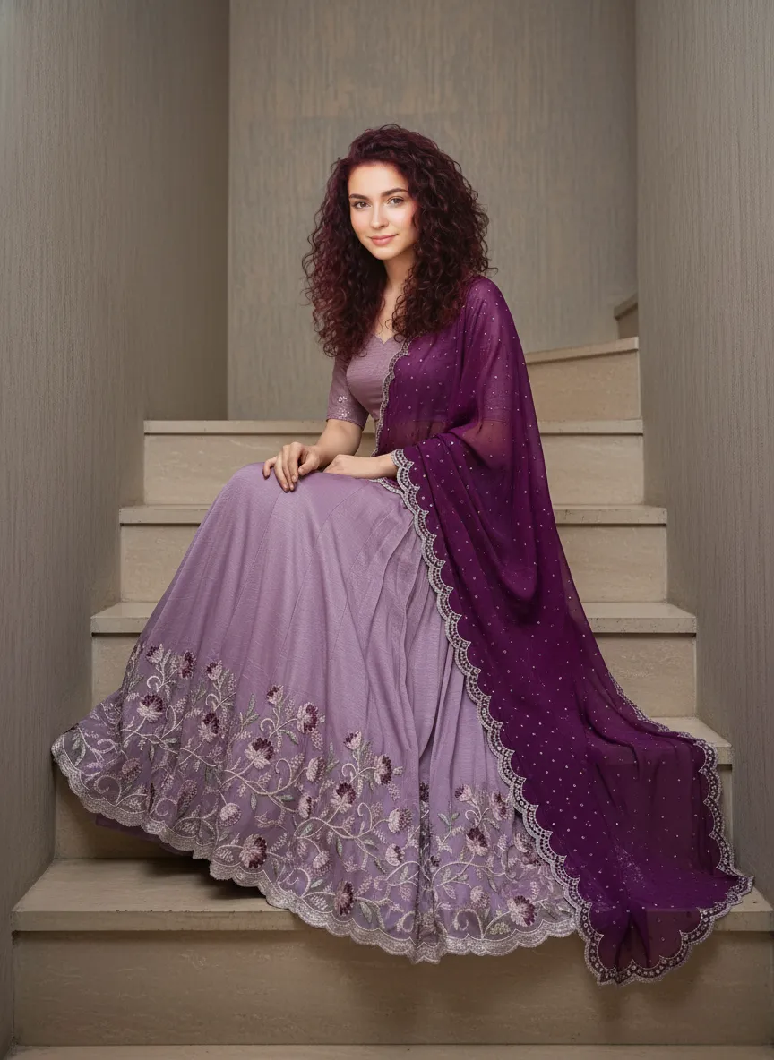New Latest Embroidered Lehenga Choli with Embellished Dupatta | Viscose Silk Blouse Piece (Unstitched) & Ready-to-Wear Vichitra Silk Lehenga