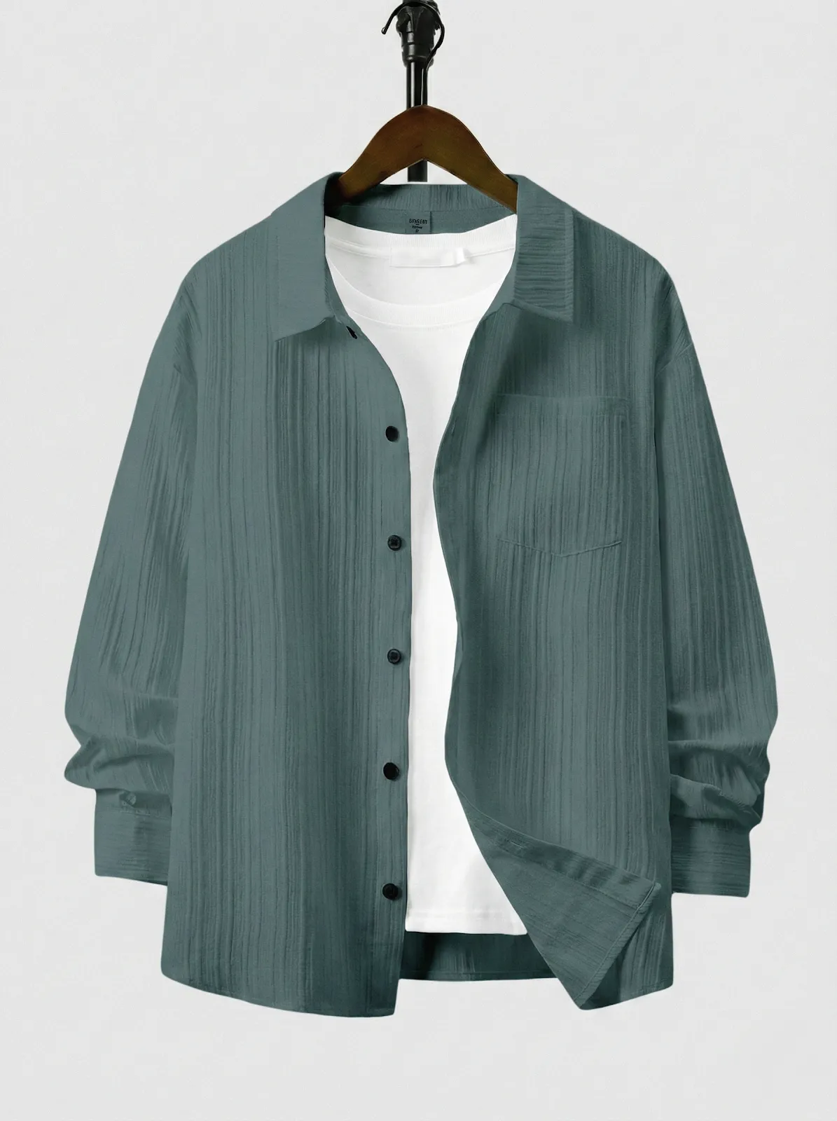 Men’s Striped Solid Popcorn Shirt (Pack of 2)
