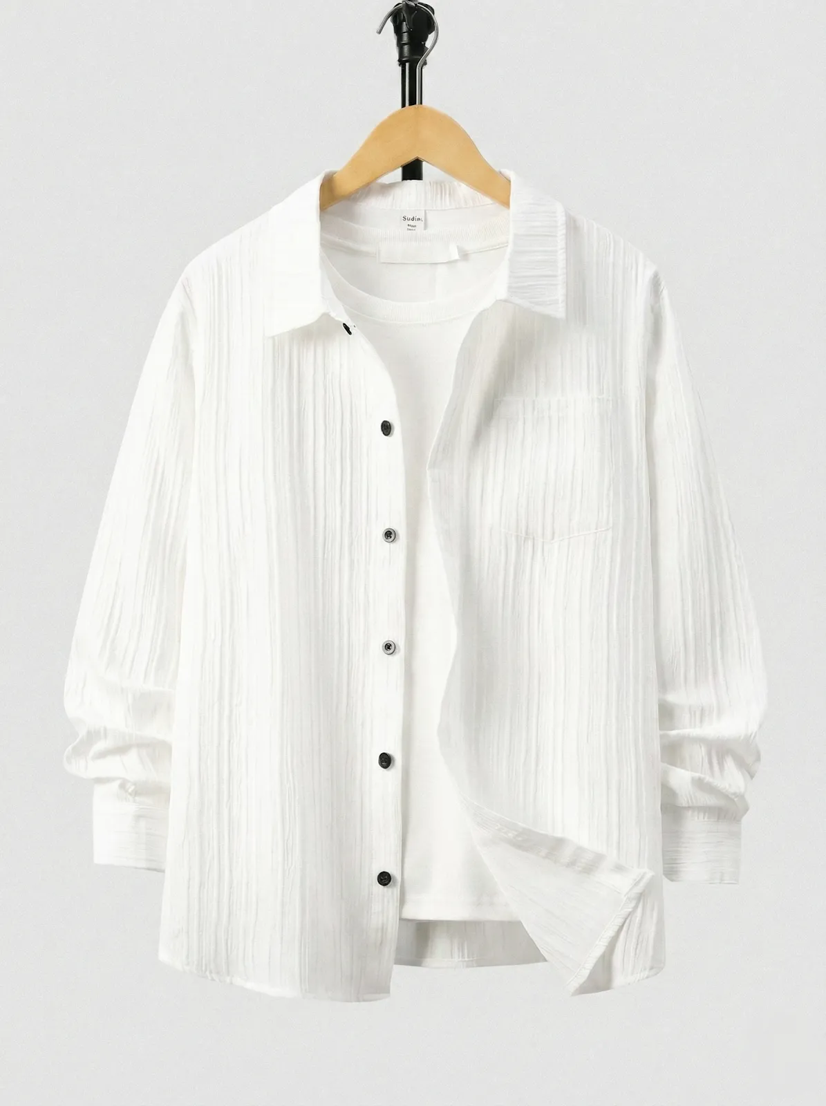 Men’s Striped Solid Popcorn Shirt (Pack of 2)