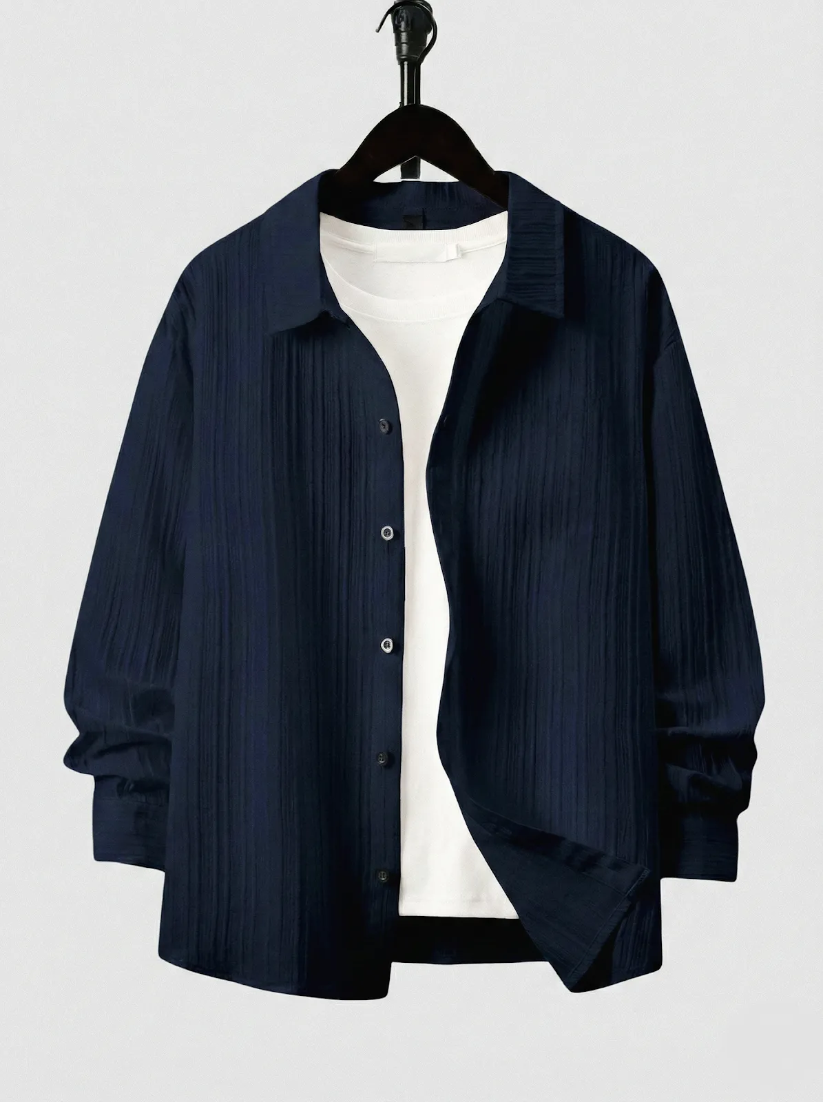 Men’s Striped Solid Popcorn Shirt (Pack of 2)