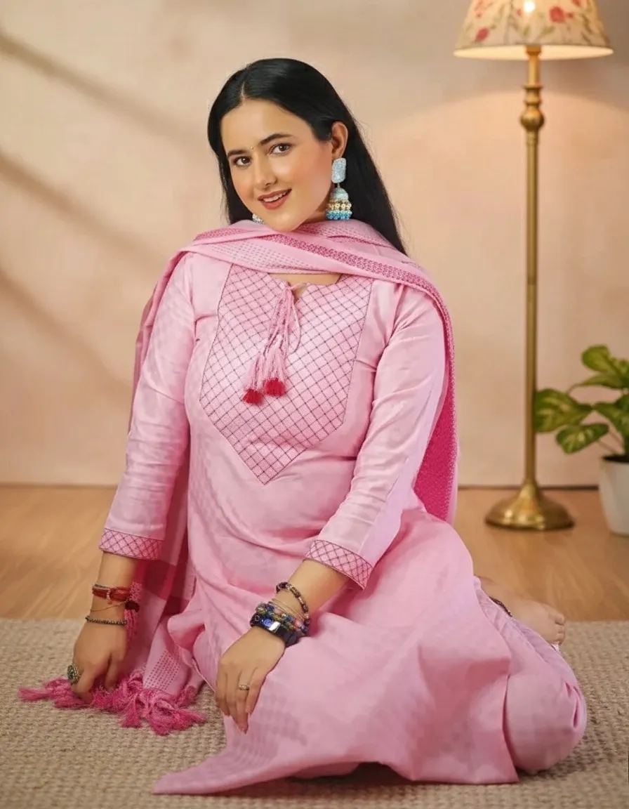 Elegant Cotton Printed Kurti with Pant & Dupatta Set