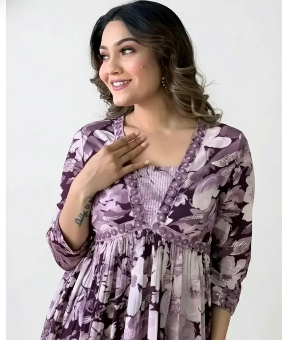 Elegant Rayon Anarkali Embroidered Kurti