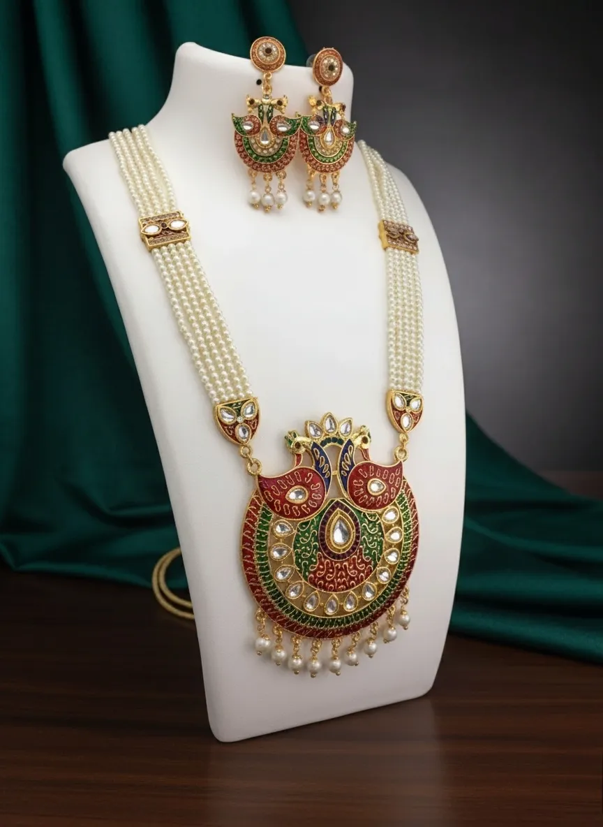 Elegant Women’s Alloy Gold-Plated Kundan Jewelry Set