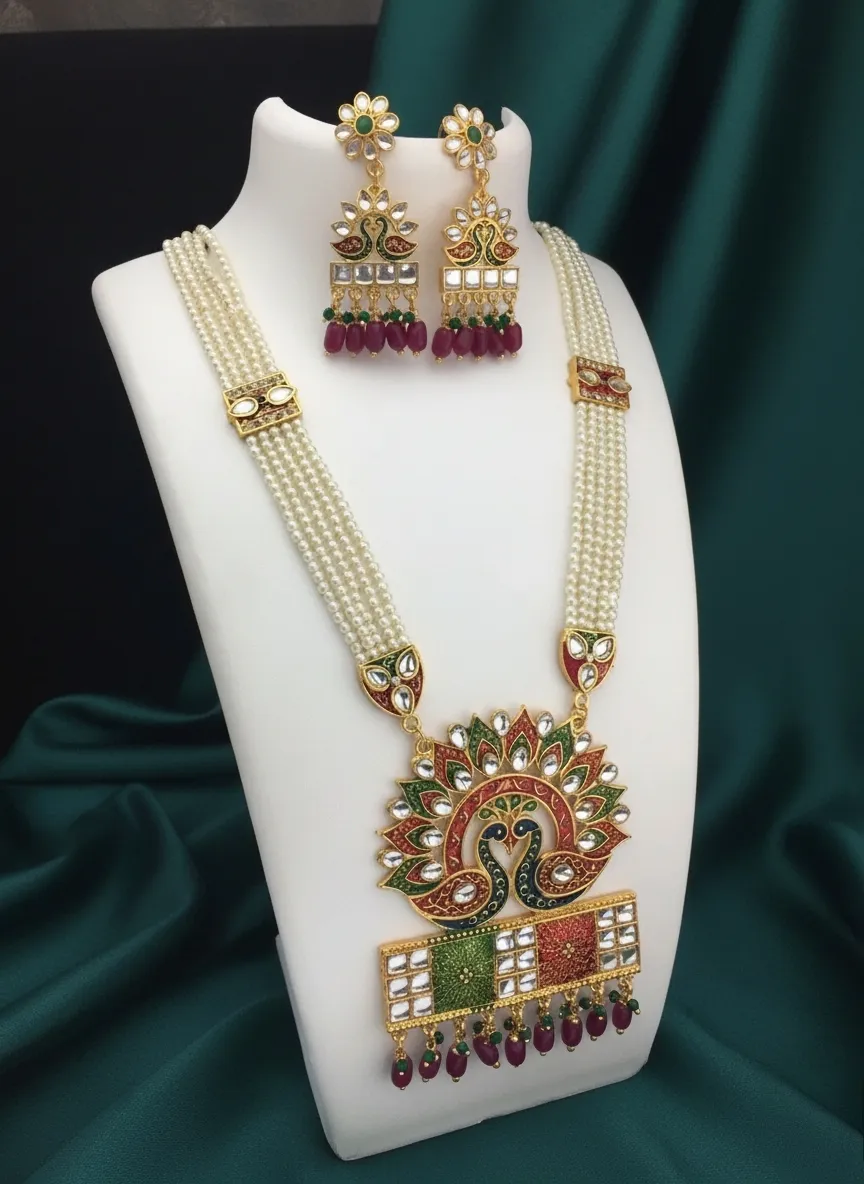 Elegant Women’s Alloy Gold-Plated Kundan Jewelry Set