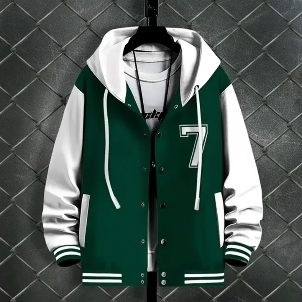 Men’s Printed Fleece Hoodie Bomber Jacket