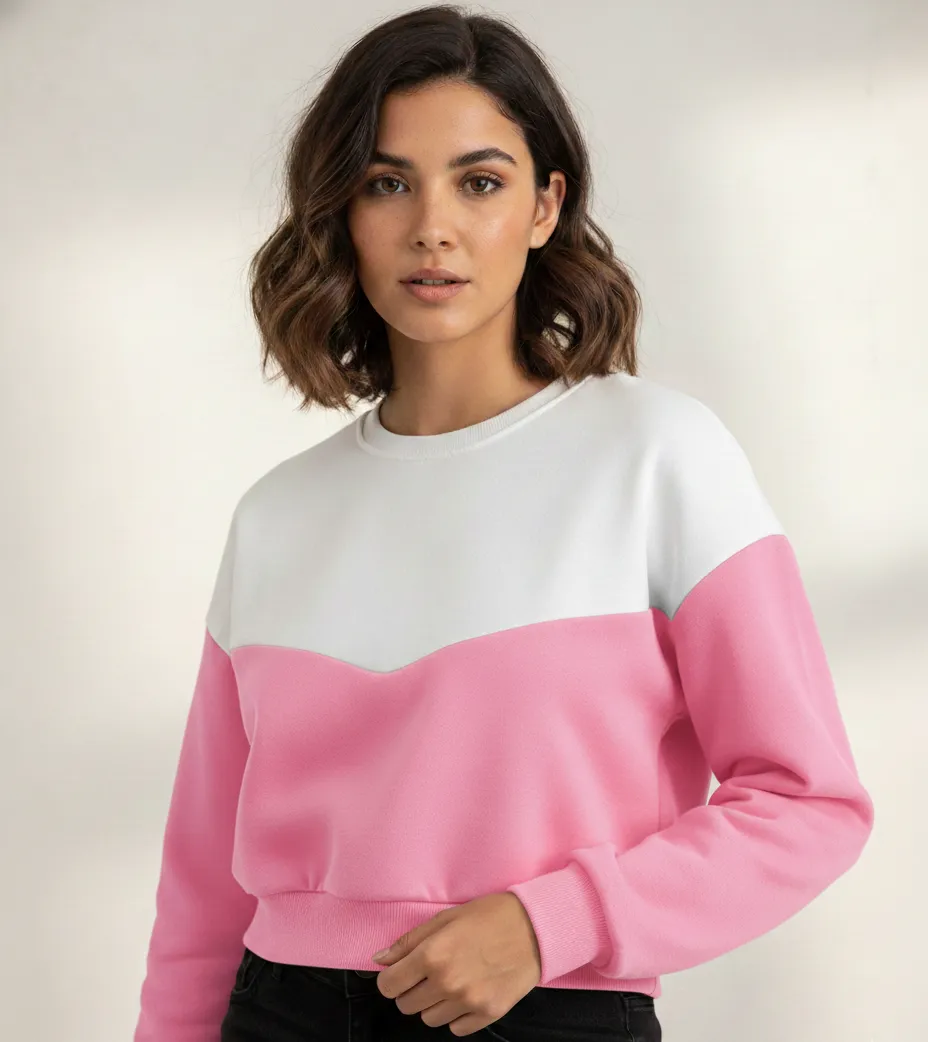 Women’s & Girls’ Winter Fleece Sweatshirt in Rani with White Stripe, Round Neck, Regular Fit by Aparna Enterprises