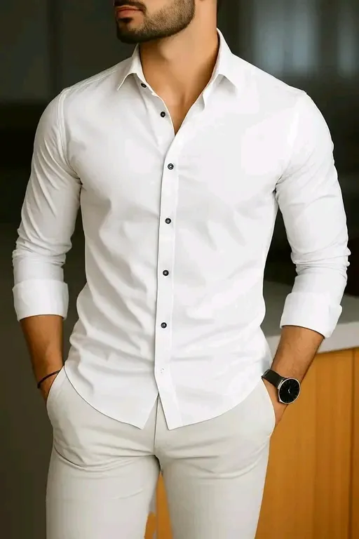 Men’s Solid Slim Fit Casual Shirt – Full Sleeve Cotton Blend Shirt for Daily & Party Wear