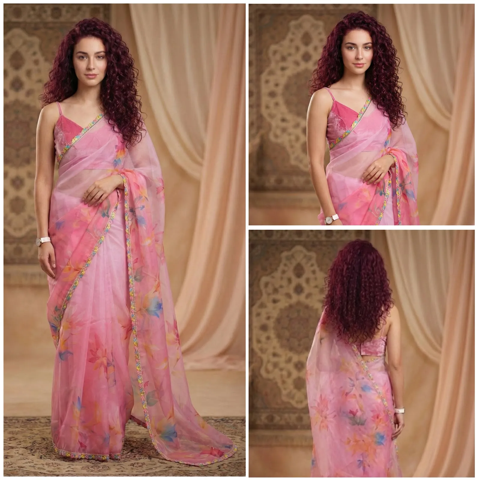 Premium Georgette Saree with Digital Print & Lace Border