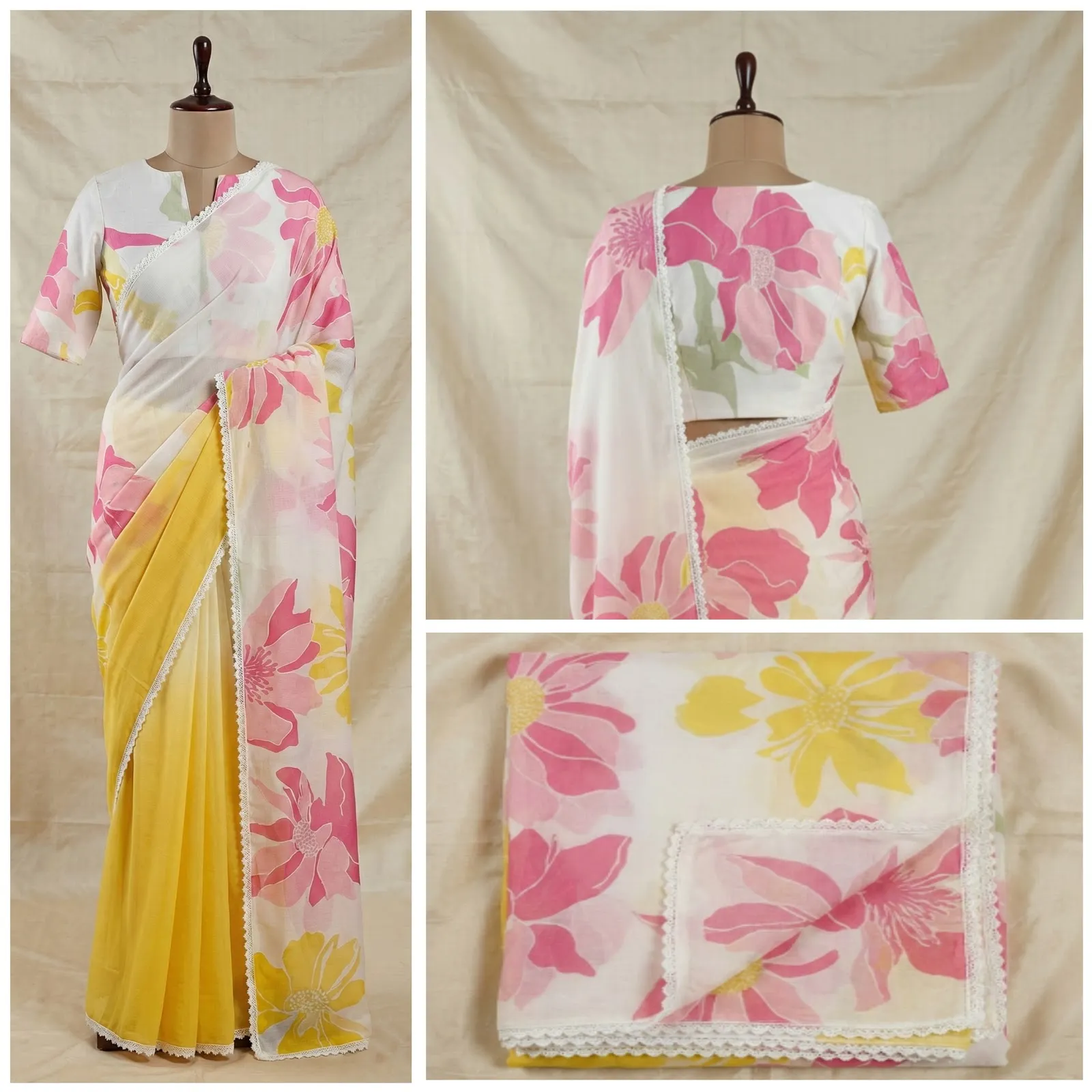 Premium Georgette Saree with Digital Print & Lace Border