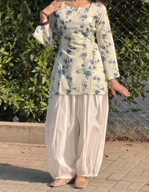 Women’s Floral Printed Cotton Short Kurti